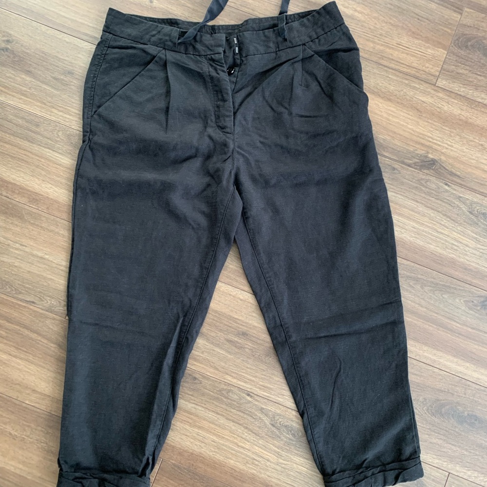 Wilfred Black Linen Casual Drawstring Trousers